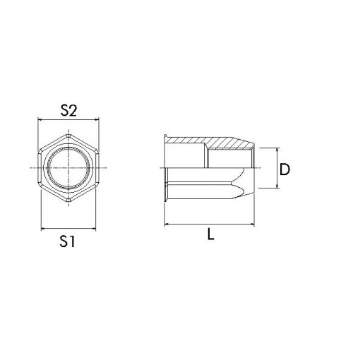 TUERCA REMACHABLE ACERO BRALO HEXAGONAL BAJA